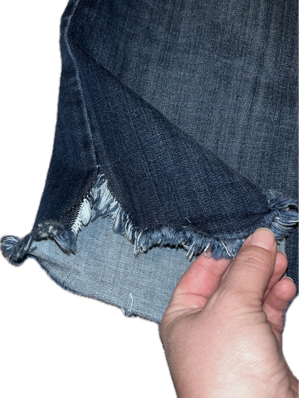 Judy Blue Dark Wash Blue Frayed Hem Pull On Mid To High Waist Denim Shorts XL - Picture 9 of 14